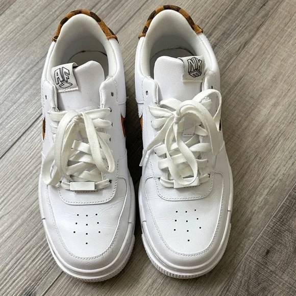 Nike White Sneakers with Leopard Swoosh Accent - Picture 3 of 5